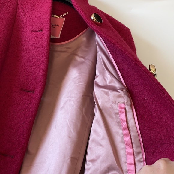Kate Spade collared wool jacket berry red Sz S NWT - Picture 6 of 11